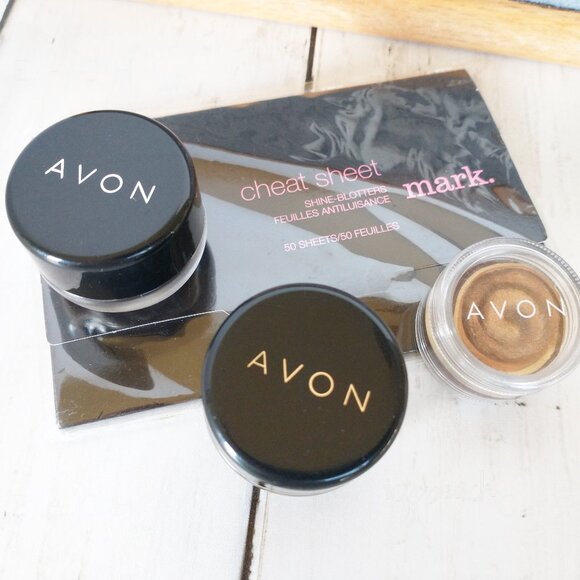 Avon Makeup Bundle Cream Eyeshadow Pebble Stone Swirled Gold and Shine Blotters - Picture 2 of 8